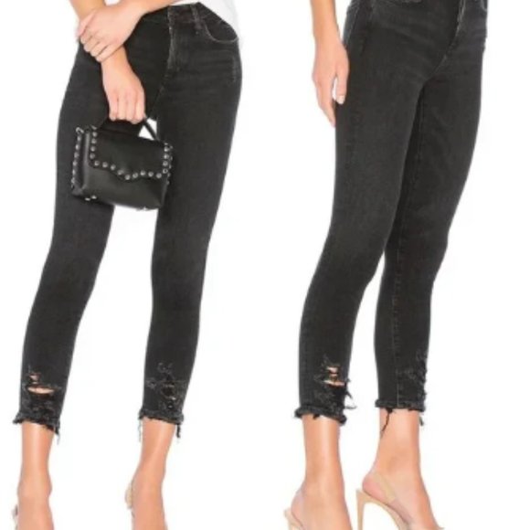 Agolde Sophie High Rise Skinny Crop Temple Washed Black Distressed Jeans REVOLVE - Picture 2 of 2